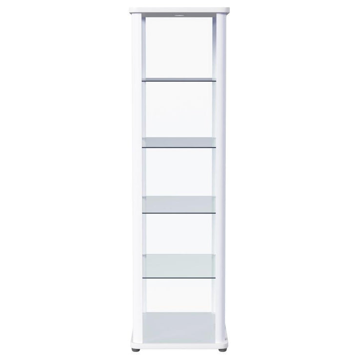 Aero - 5 - Shelf Display Curio Cabinet With LED Lighting - White Curio Cabinet modern furniture Contempo Furniture