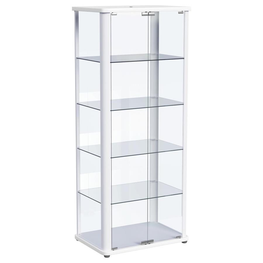 Aero - 5 - Shelf Display Curio Cabinet With LED Lighting - White Curio Cabinet modern furniture Contempo Furniture