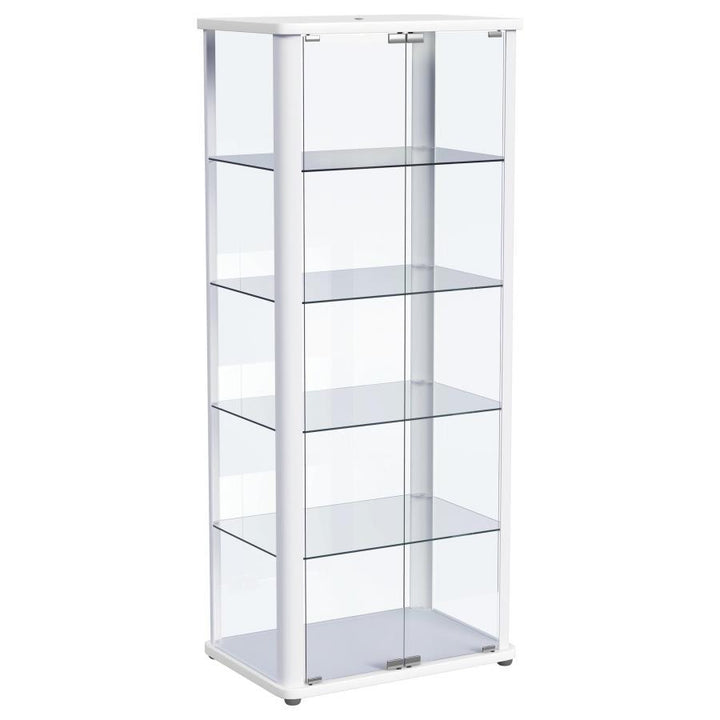 Aero - 5 - Shelf Display Curio Cabinet With LED Lighting - White Curio Cabinet modern furniture Contempo Furniture