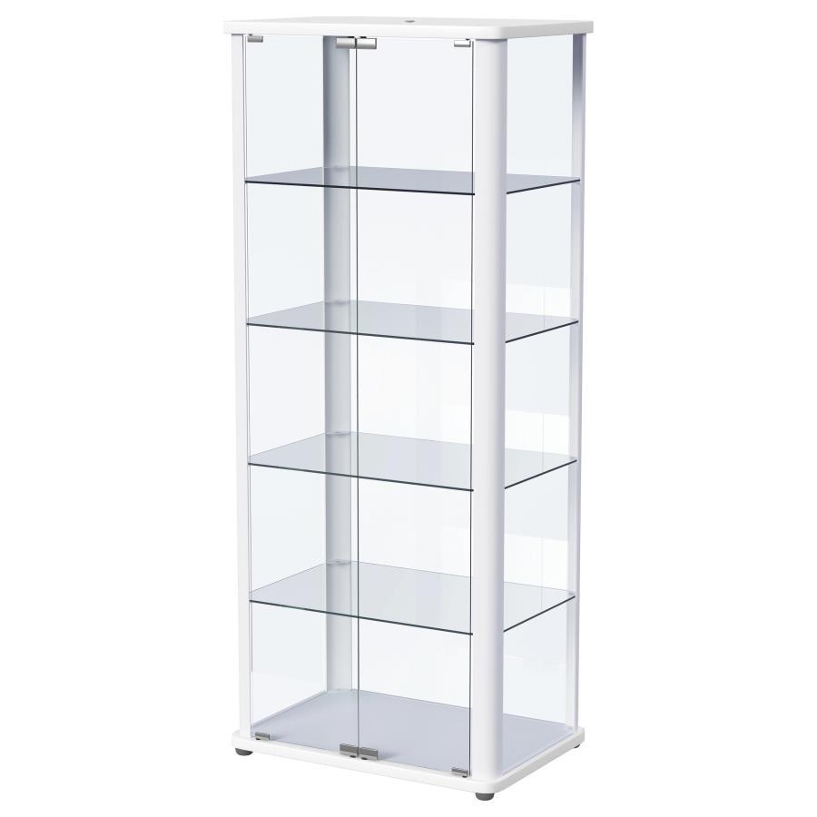 Aero - 5 - Shelf Display Curio Cabinet With LED Lighting - White Curio Cabinet modern furniture Contempo Furniture