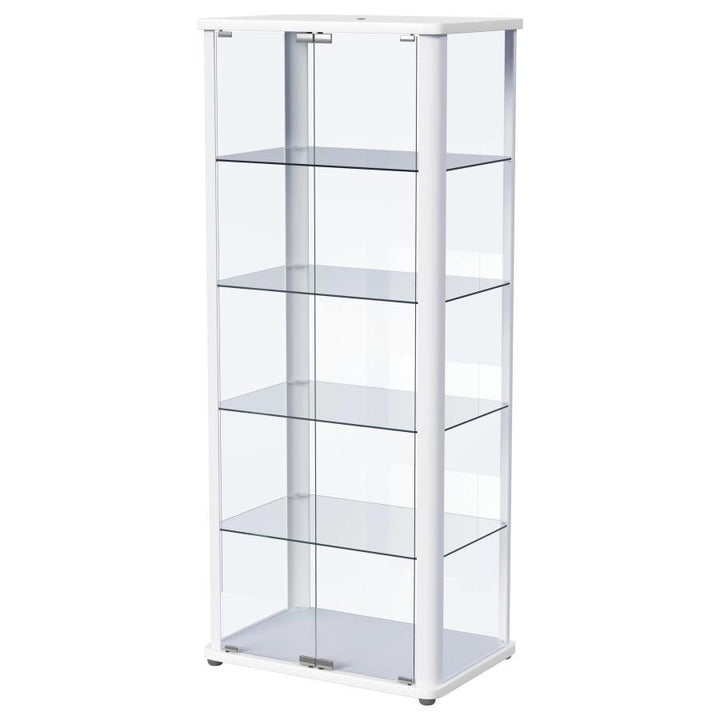 Aero - 5 - Shelf Display Curio Cabinet With LED Lighting - White Curio Cabinet modern furniture Contempo Furniture