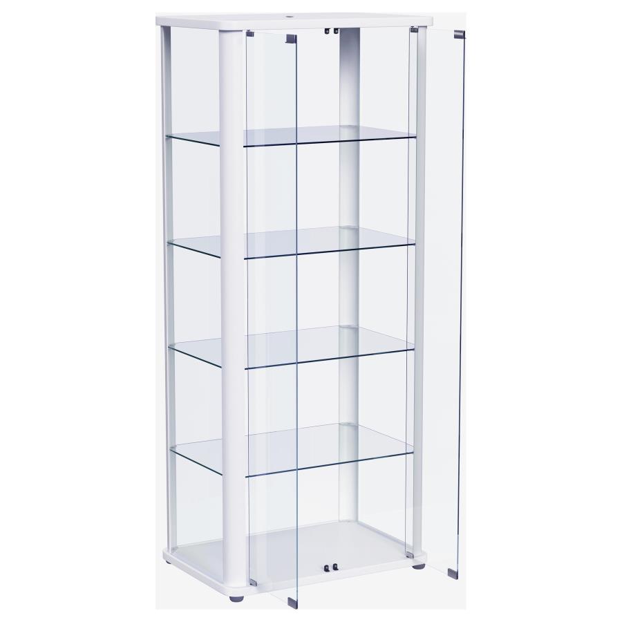 Aero - 5 - Shelf Display Curio Cabinet With LED Lighting - White Curio Cabinet modern furniture Contempo Furniture