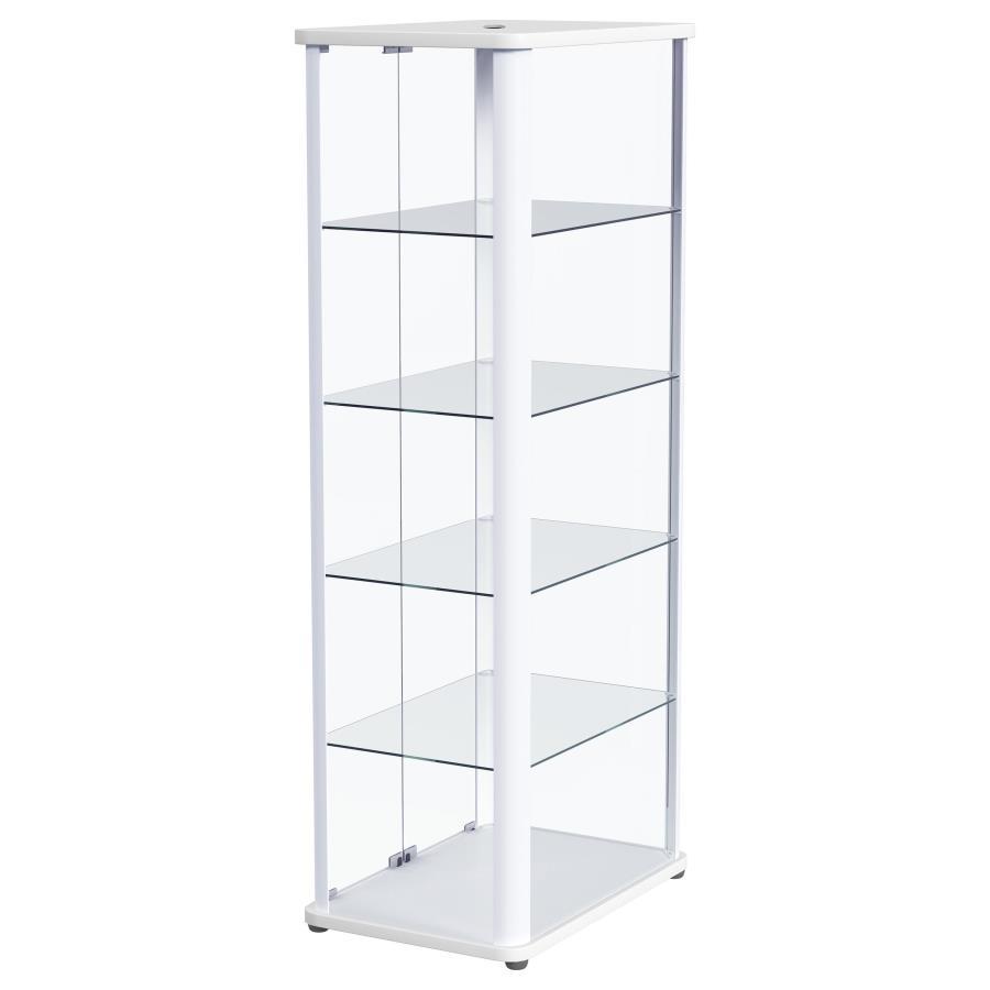Aero - 5 - Shelf Display Curio Cabinet With LED Lighting - White Curio Cabinet modern furniture Contempo Furniture
