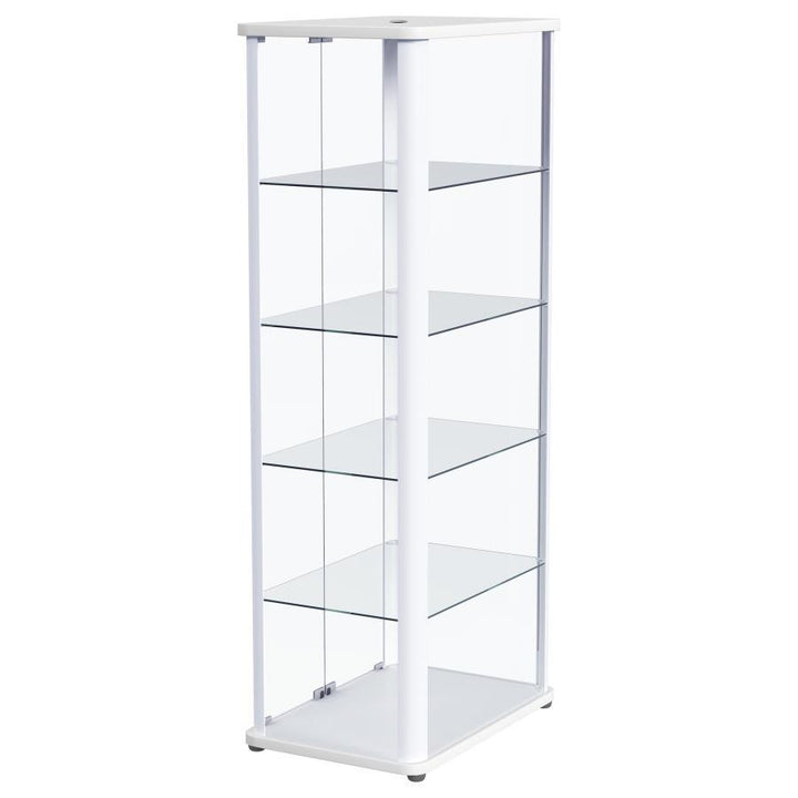 Aero - 5 - Shelf Display Curio Cabinet With LED Lighting - White Curio Cabinet modern furniture Contempo Furniture