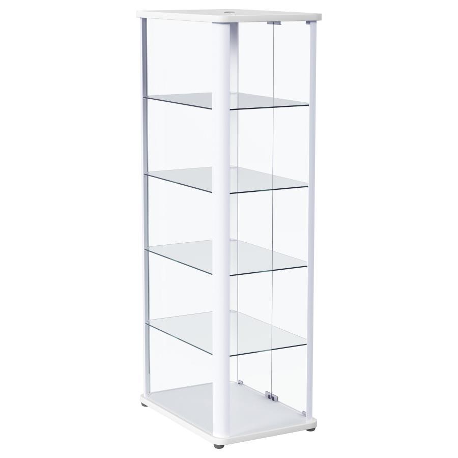Aero - 5 - Shelf Display Curio Cabinet With LED Lighting - White Curio Cabinet modern furniture Contempo Furniture