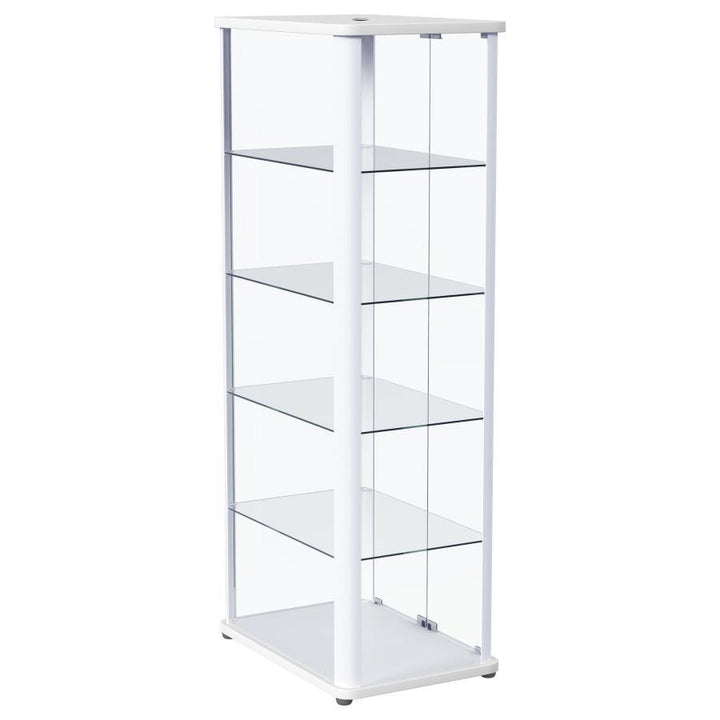 Aero - 5 - Shelf Display Curio Cabinet With LED Lighting - White Curio Cabinet modern furniture Contempo Furniture