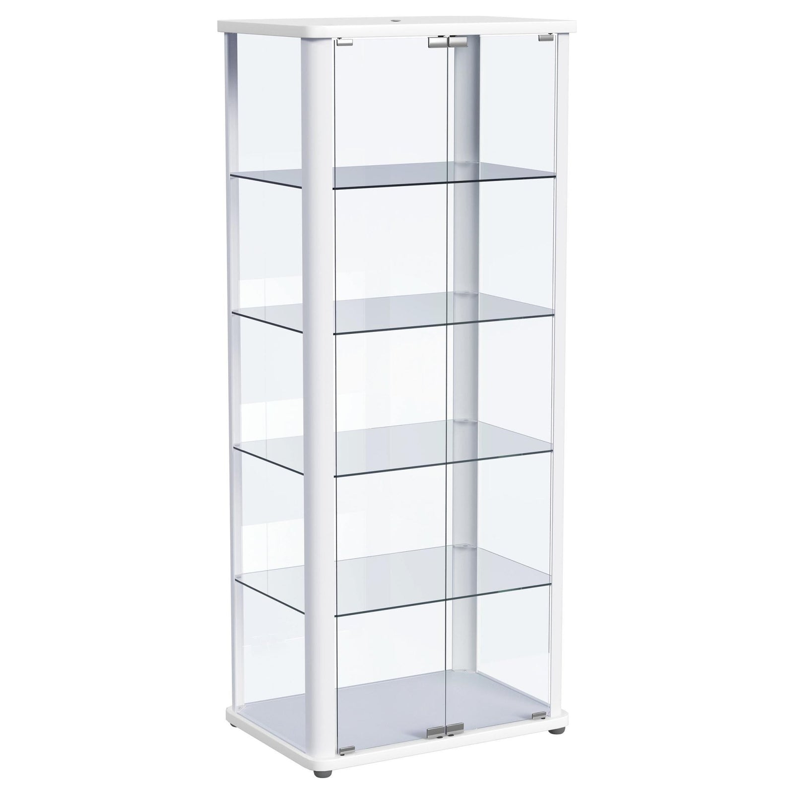 Aero - 5 - Shelf Display Curio Cabinet With LED Lighting - White Curio Cabinet modern furniture Contempo Furniture