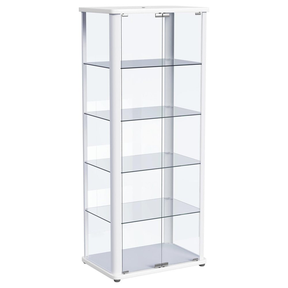 Aero - 5 - Shelf Display Curio Cabinet With LED Lighting - White Curio Cabinet modern furniture Contempo Furniture