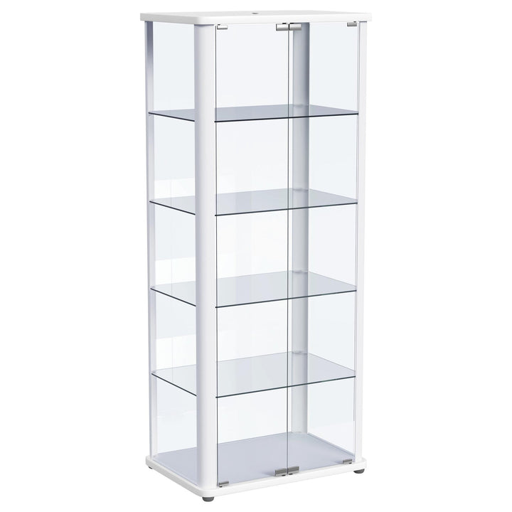 Aero - 5 - Shelf Display Curio Cabinet With LED Lighting - White Curio Cabinet modern furniture Contempo Furniture