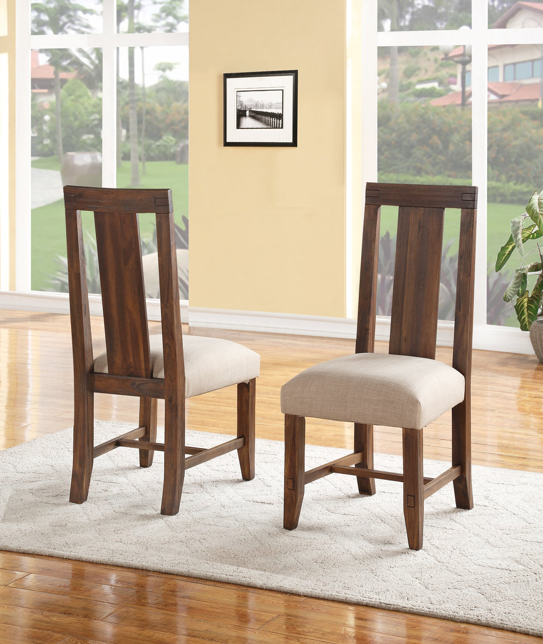Modus Furniture 3F4166P Meadow Solid Wood Upholstered Dining Chair In Brick Brown