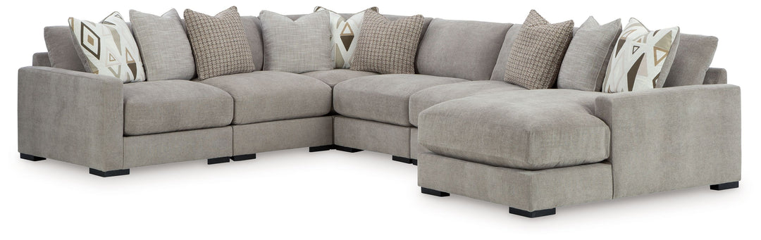 Aslan Court - 6-Piece Sectional With RAF Corner Chaise - Pebble by Ashley Furniture product image