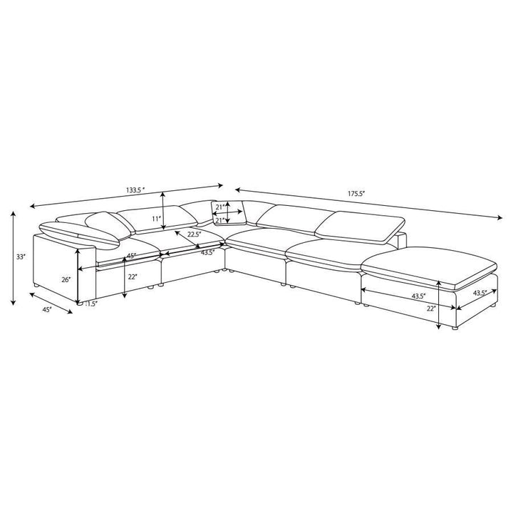 Raleigh - 6 Piece Upholstered Boucle Modular Sectional - Gray