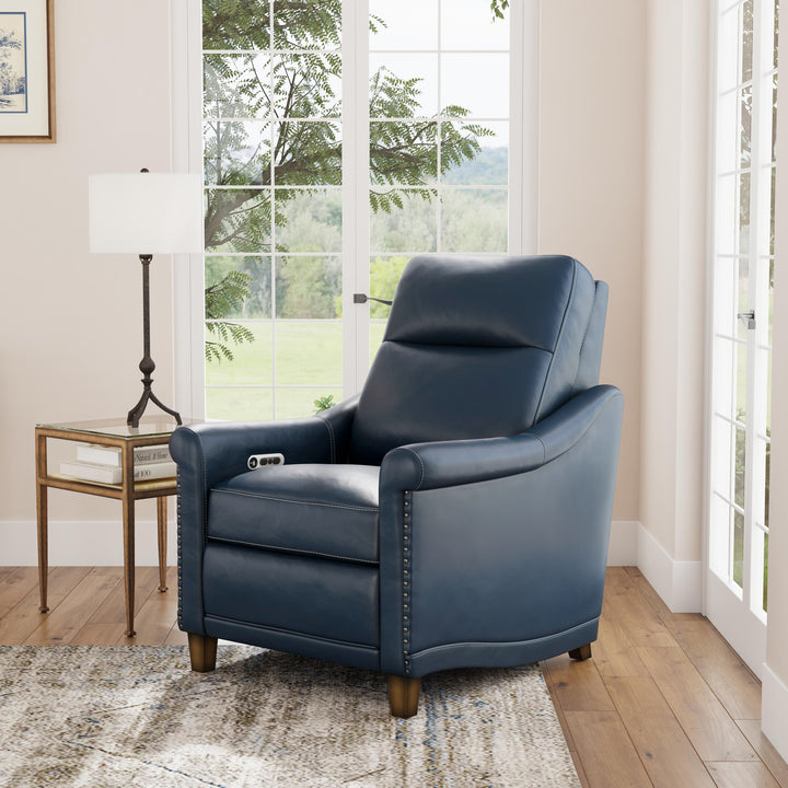 Elizabeth Leather Power Recliner with Power Headrest in Sea