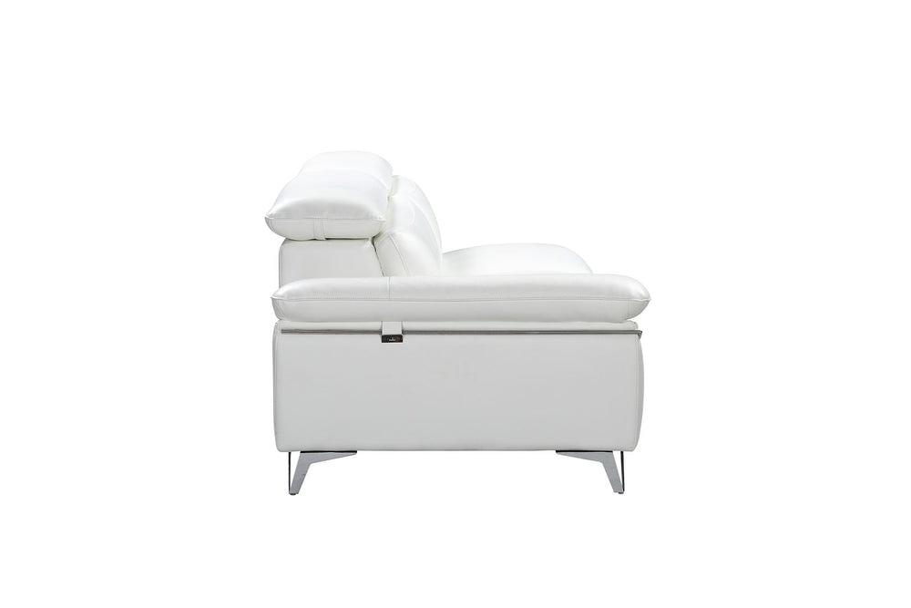 DivanItalia 727 Right Arm Facing Sectional with Adjustable Headrest in Top-Grain Italian Leather - White
