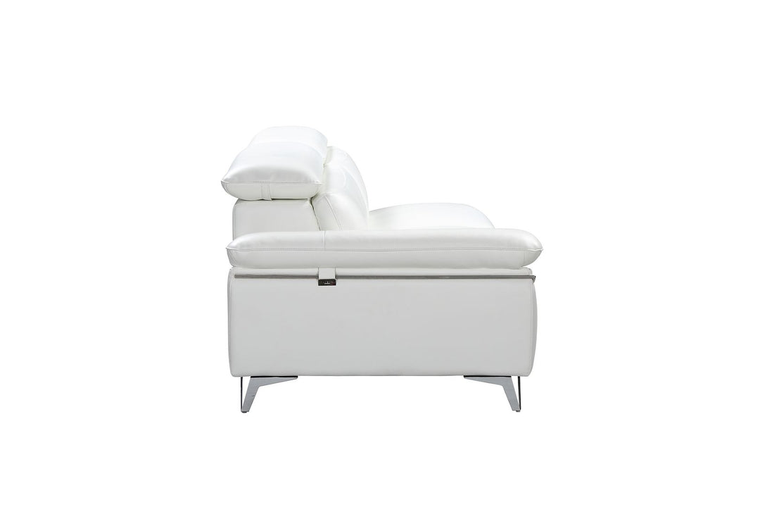 DivanItalia 727 Right Arm Facing Sectional with Adjustable Headrest in Top-Grain Italian Leather - White