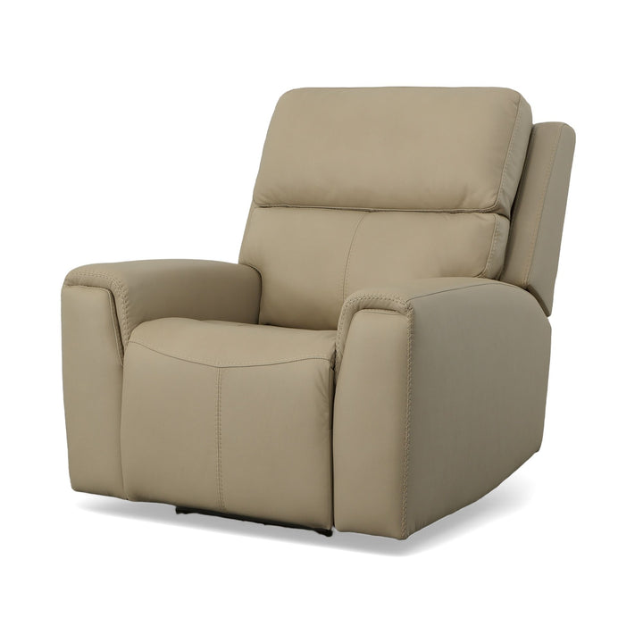 Jarvis Leather Power Recliner with Power Headrest in Parchment