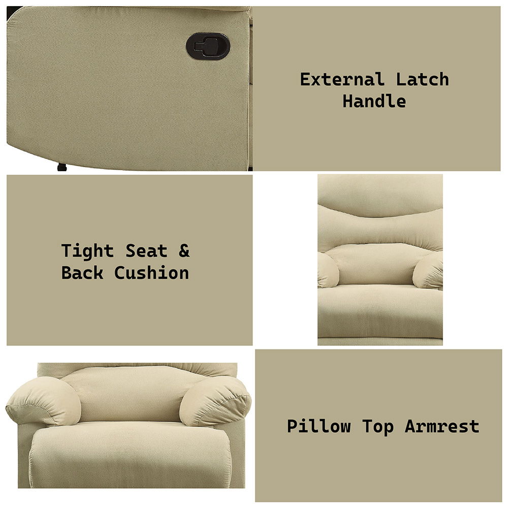 Arcadia - Motion Recliner - Beige Microfiber