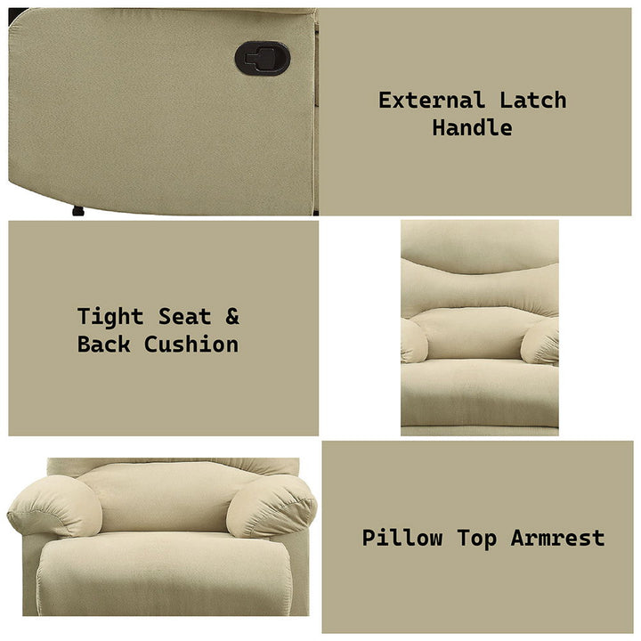 Arcadia - Motion Recliner - Beige Microfiber
