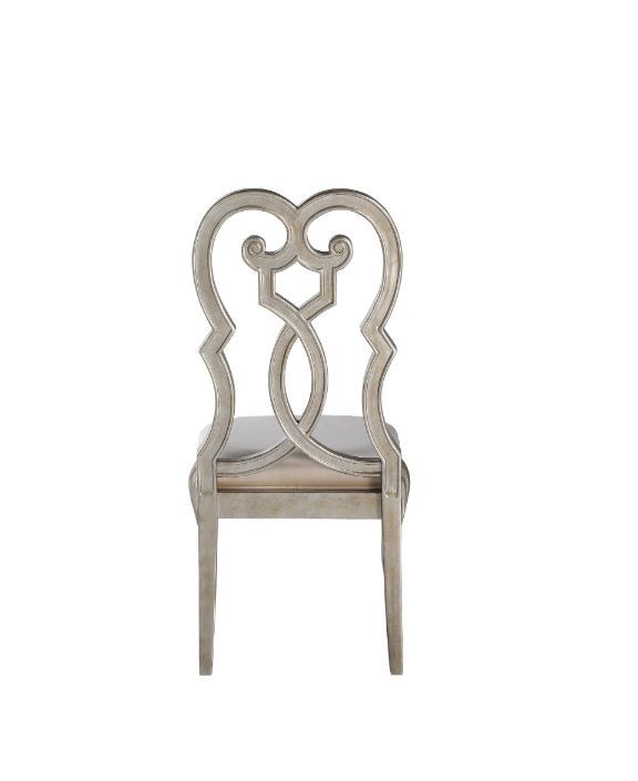 Esteban - Side Chair Set of 2) - Ivory Velvet & Antique Champagne