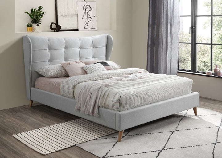 Duran - Queen Bed - Light Gray Fabric