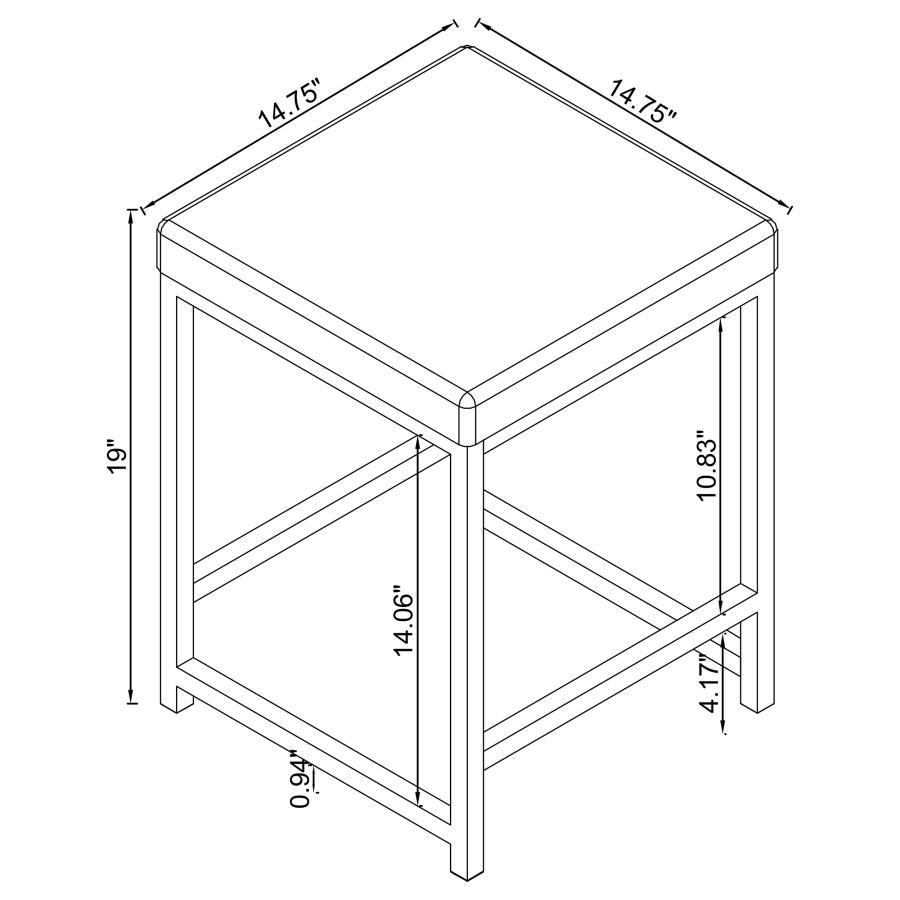 Afshan - Upholstered Square Padded Vanity Stool - Chrome Vanity Stool modern furniture Contempo Furniture