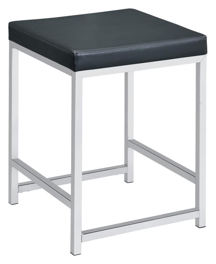 Afshan - Upholstered Square Padded Vanity Stool - Chrome Vanity Stool modern furniture Contempo Furniture