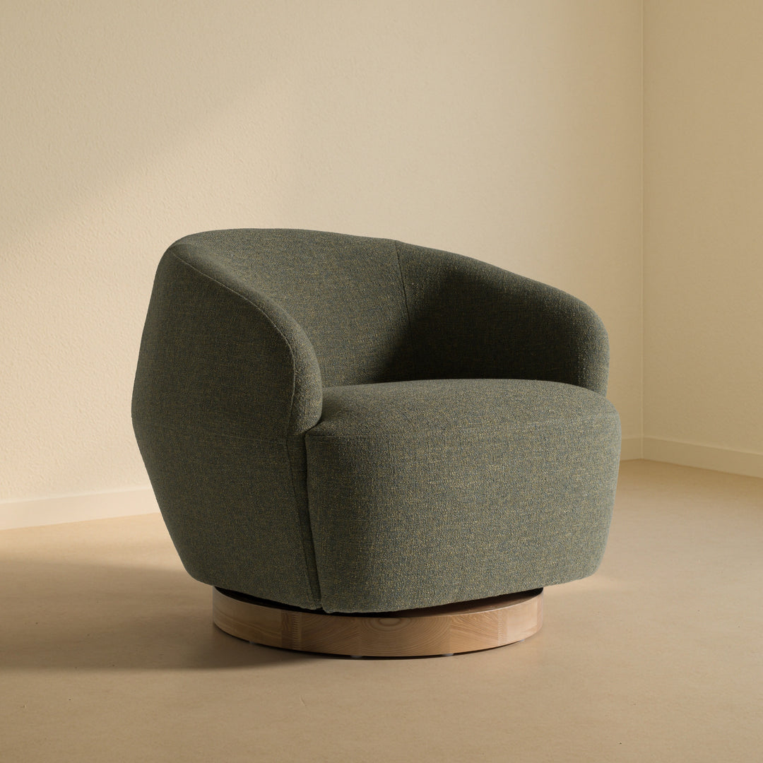 Agatha - Modern Hemp Fabric Swivel Accent Chair