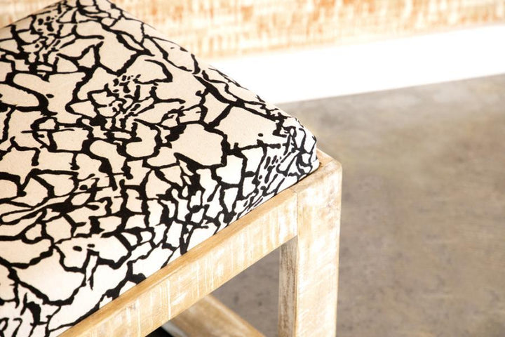 Aiden - Fabric Upholstered Accent Bench - Distressed White Upholstered Bench modern furniture Contempo Furniture
