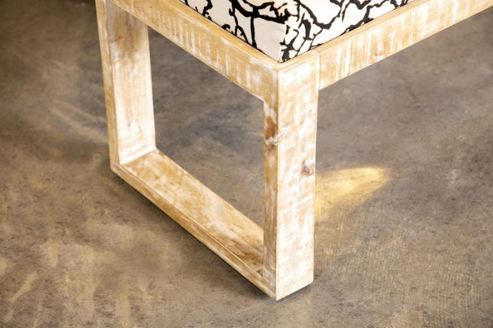 Aiden - Fabric Upholstered Accent Bench - Distressed White Upholstered Bench modern furniture Contempo Furniture
