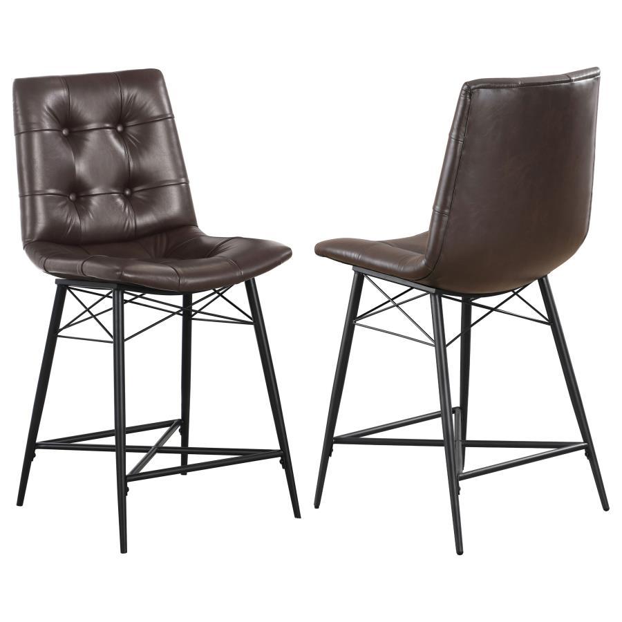 Aiken - Upholstered Tufted Counter Chair (Set of 2) - Brown Stool Set modern furniture Contempo Furniture