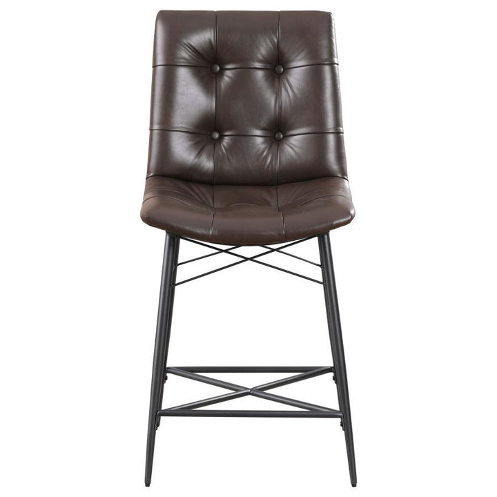 Aiken - Upholstered Tufted Counter Chair (Set of 2) - Brown Stool Set modern furniture Contempo Furniture