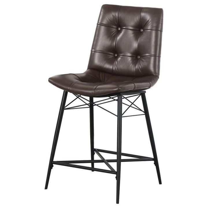 Aiken - Upholstered Tufted Counter Chair (Set of 2) - Brown Stool Set modern furniture Contempo Furniture