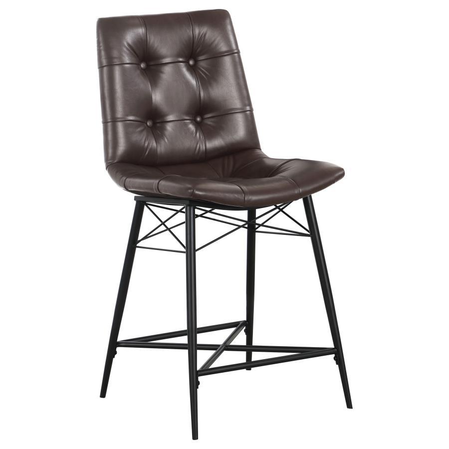 Aiken - Upholstered Tufted Counter Chair (Set of 2) - Brown Stool Set modern furniture Contempo Furniture