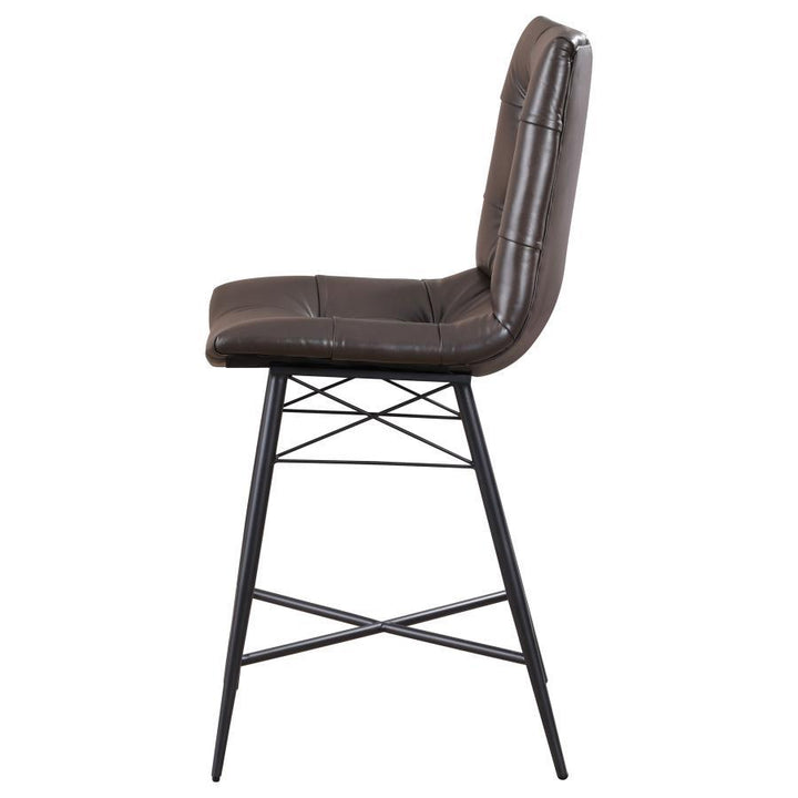 Aiken - Upholstered Tufted Counter Chair (Set of 2) - Brown Stool Set modern furniture Contempo Furniture