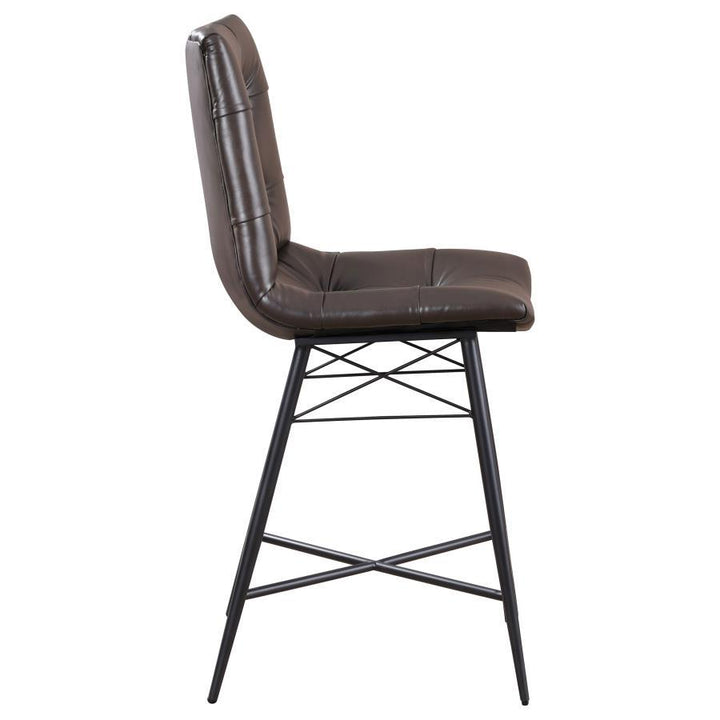 Aiken - Upholstered Tufted Counter Chair (Set of 2) - Brown Stool Set modern furniture Contempo Furniture