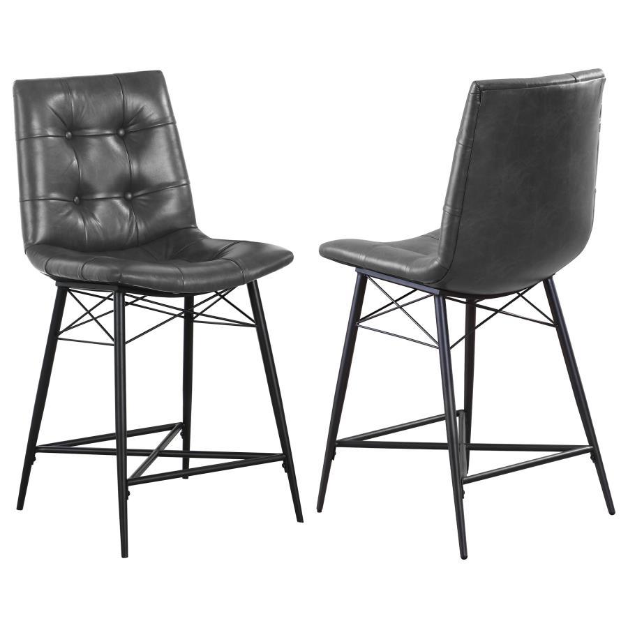 Aiken - Upholstered Tufted Counter Chair (Set of 2) - Charcoal Stool Set modern furniture Contempo Furniture