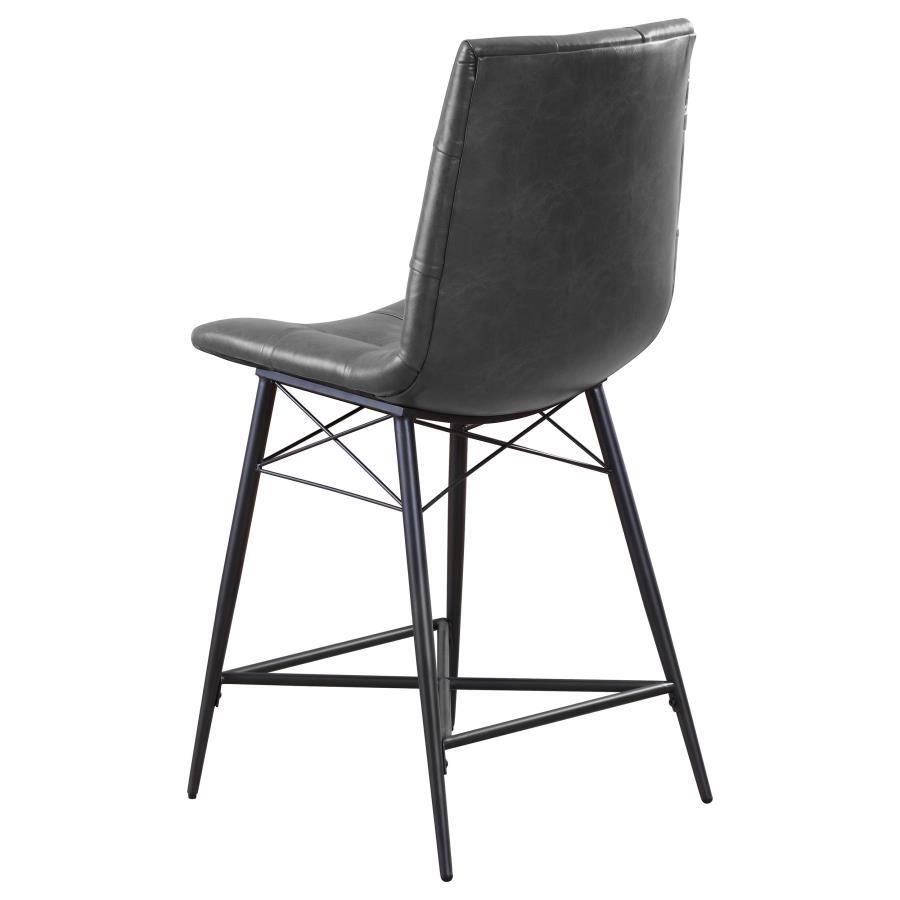 Aiken - Upholstered Tufted Counter Chair (Set of 2) - Charcoal Stool Set modern furniture Contempo Furniture