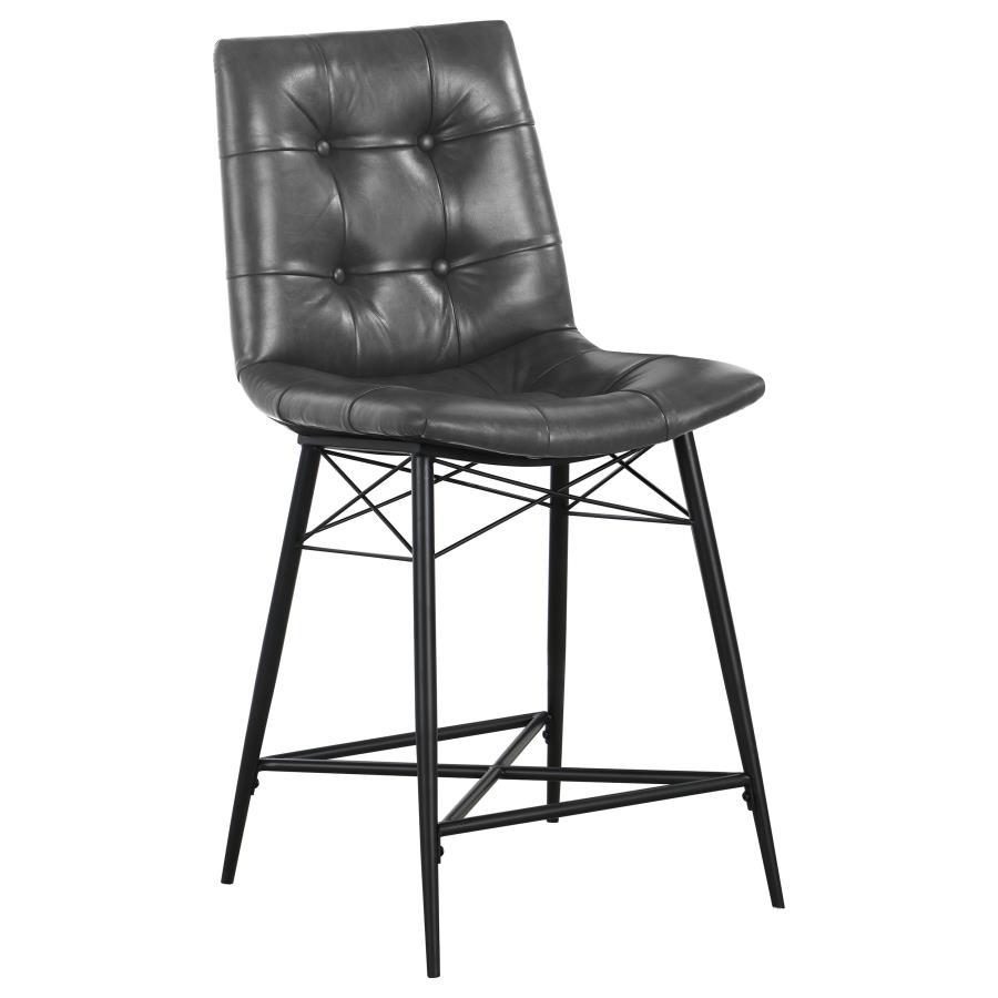 Aiken - Upholstered Tufted Counter Chair (Set of 2) - Charcoal Stool Set modern furniture Contempo Furniture