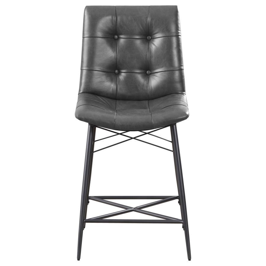 Aiken - Upholstered Tufted Counter Chair (Set of 2) - Charcoal Stool Set modern furniture Contempo Furniture