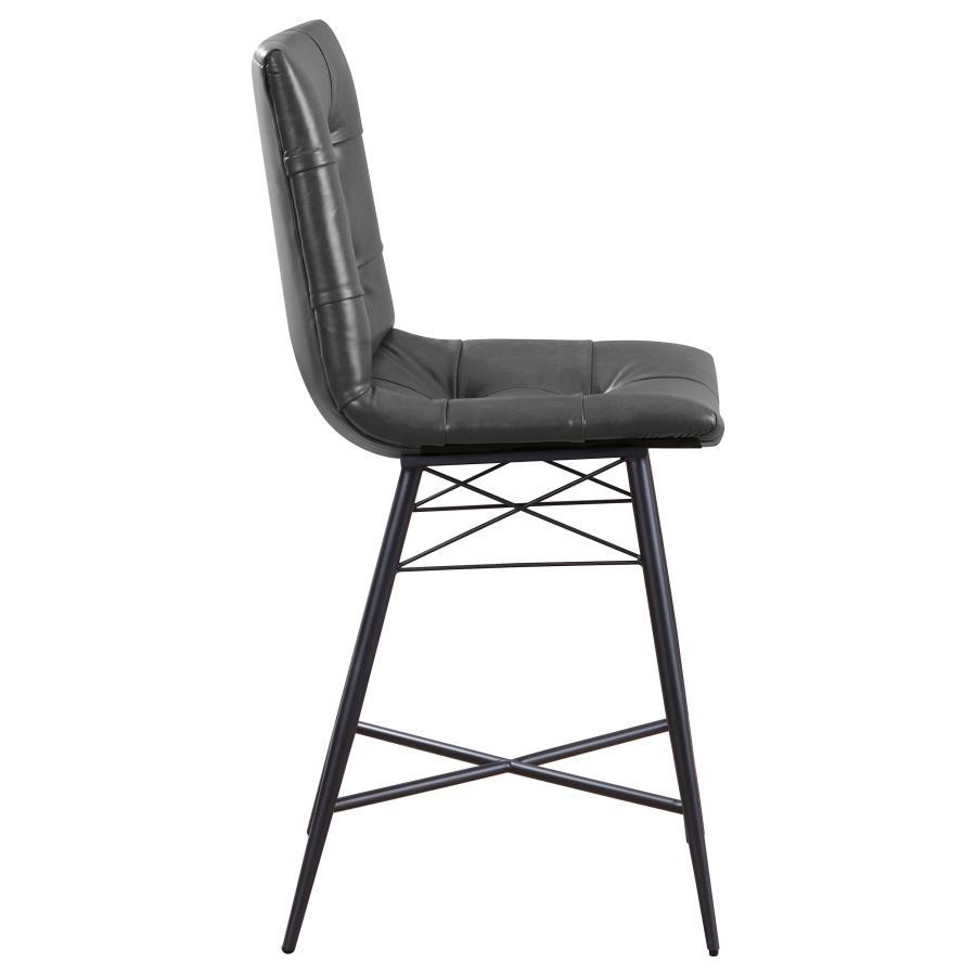 Aiken - Upholstered Tufted Counter Chair (Set of 2) - Charcoal Stool Set modern furniture Contempo Furniture
