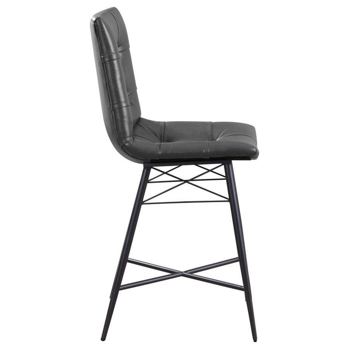 Aiken - Upholstered Tufted Counter Chair (Set of 2) - Charcoal Stool Set modern furniture Contempo Furniture