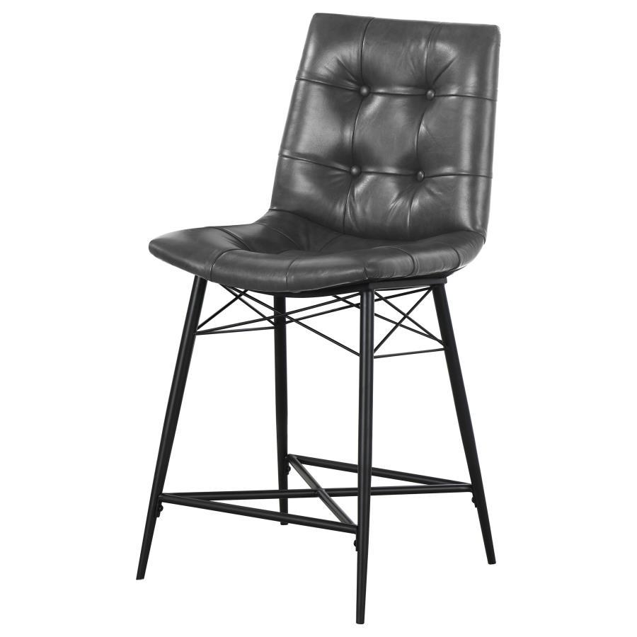 Aiken - Upholstered Tufted Counter Chair (Set of 2) - Charcoal Stool Set modern furniture Contempo Furniture
