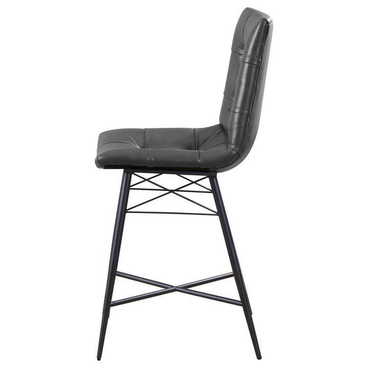 Aiken - Upholstered Tufted Counter Chair (Set of 2) - Charcoal Stool Set modern furniture Contempo Furniture