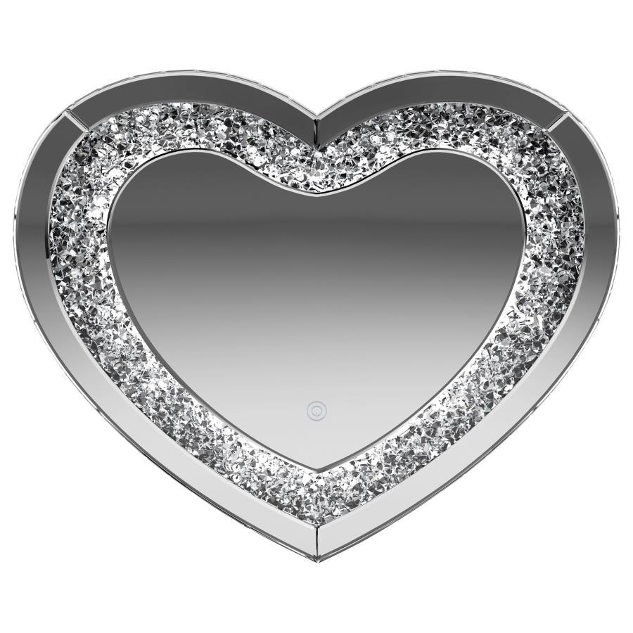 Aiko - Heart Shaped LED Light Wall Mirror - Silver Wall Mirror modern furniture Contempo Furniture