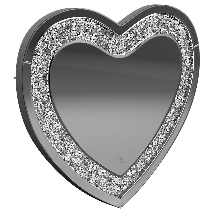 Aiko - Heart Shaped LED Light Wall Mirror - Silver Wall Mirror modern furniture Contempo Furniture