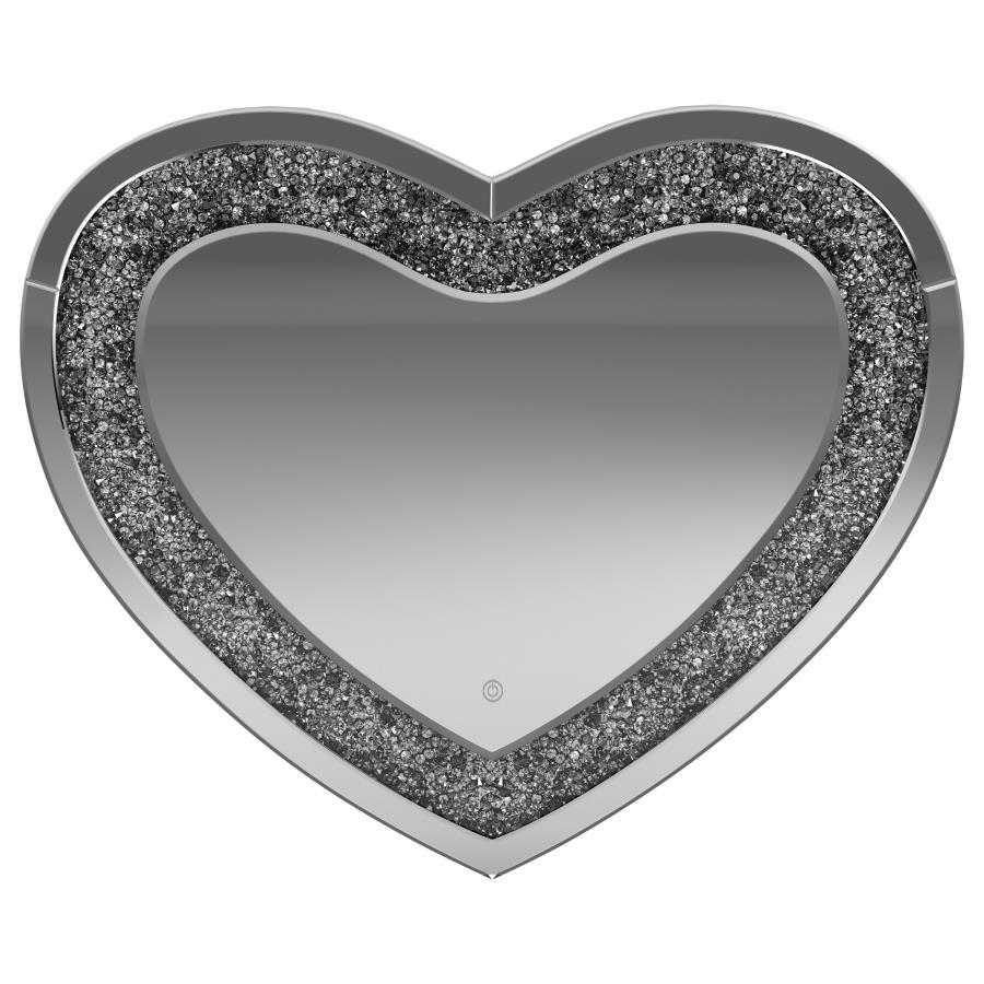 Aiko - Heart Shaped LED Light Wall Mirror - Silver Wall Mirror modern furniture Contempo Furniture