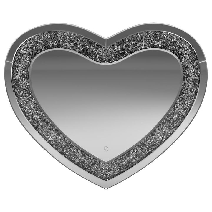 Aiko - Heart Shaped LED Light Wall Mirror - Silver Wall Mirror modern furniture Contempo Furniture