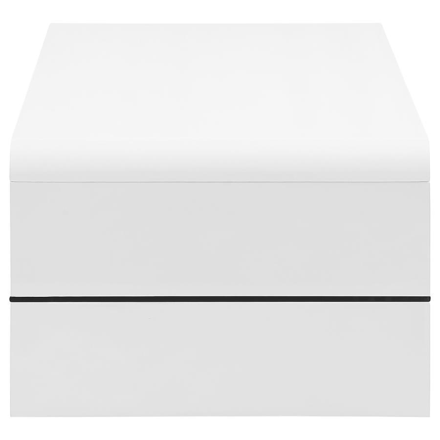 Airell - Rectangular Coffee Table With Shelf - White High Gloss Coffee Table modern furniture Contempo Furniture