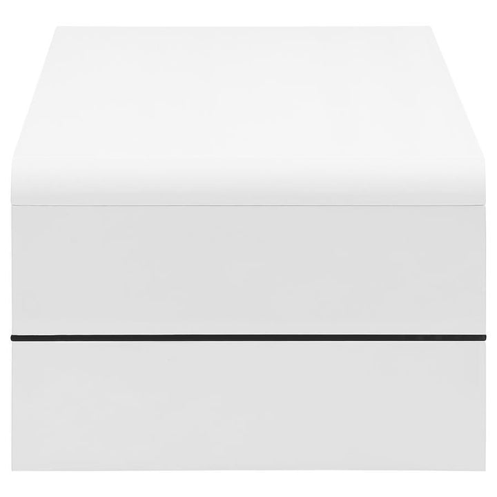 Airell - Rectangular Coffee Table With Shelf - White High Gloss Coffee Table modern furniture Contempo Furniture