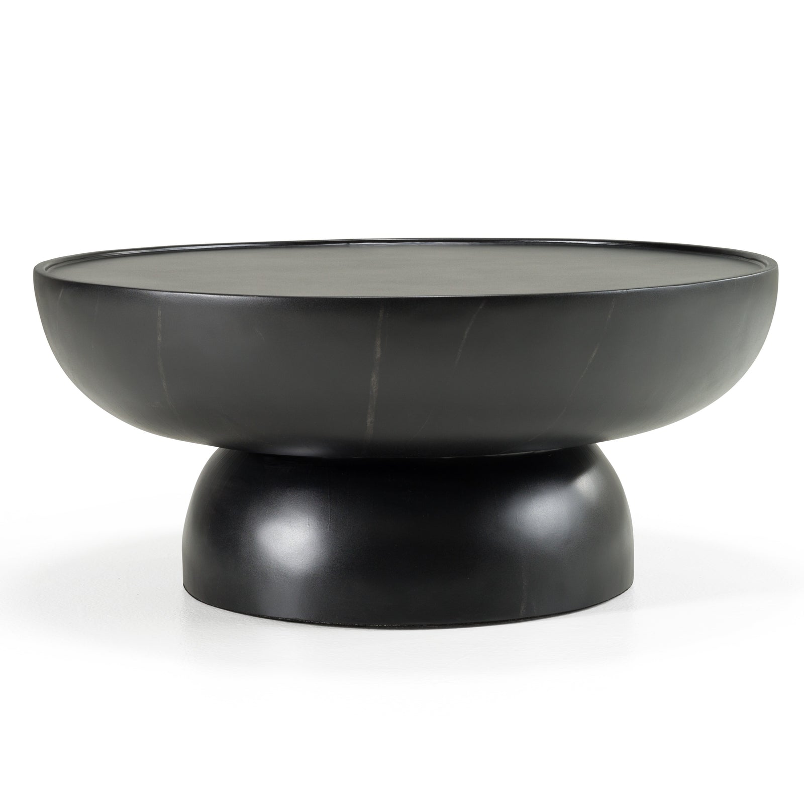 Akron - Modern Black  and  White Faux Marble Round Coffee Table
